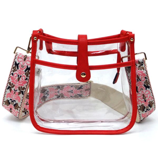 AD770T RD CLEAR CROSSBODY BAG