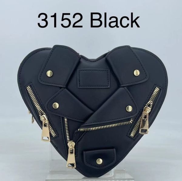 3152 BK  HEART SHAPE CROSS BODY BAG