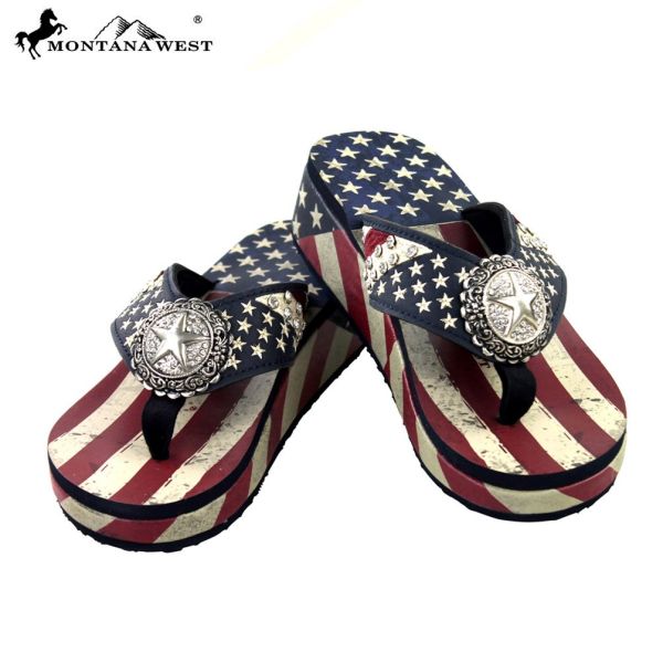 US01-S089 NAVY US01-S089 American Pride Collection Flip Flops-Size 6