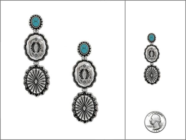 AE6738 SBTQ WESTERN HAND CRAFT STONE EARRING