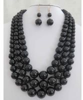 AK593 BK PEARL NECKLACE SET