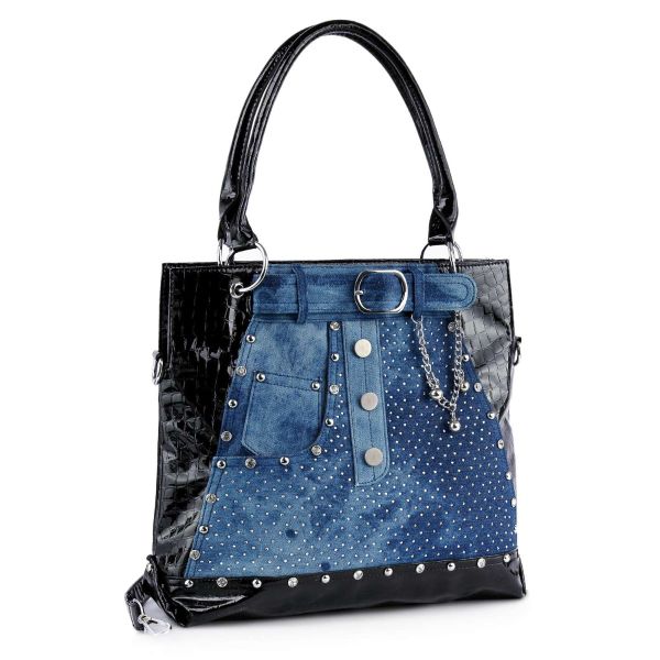 BAM-0142 BLB DENIM BLING BAG