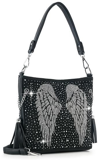 BAM-6041 BK Sparkling Rhinestone Hobo Handbag