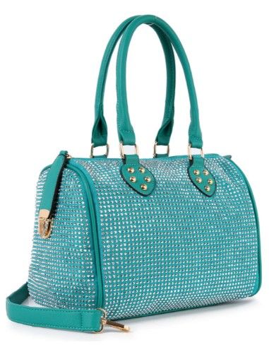 BHD-8875 TQ DENIM BLING SATCHEL BAG