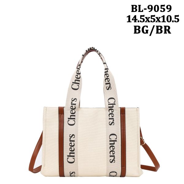 BL-9059 BG/BR CANVAS TOTE BAG