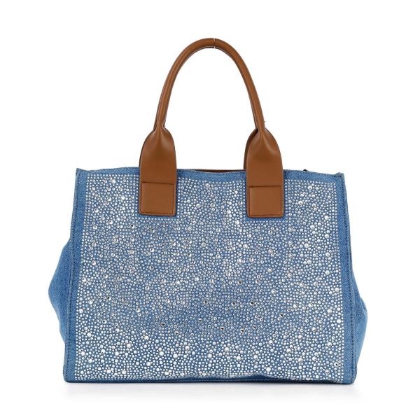 BLYD-0001 BL Rhinestone Denim Unique Fashion Tote