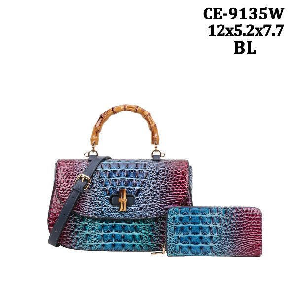 CE-9135W BL CROCO DESIGNER BAG WITH WALLET