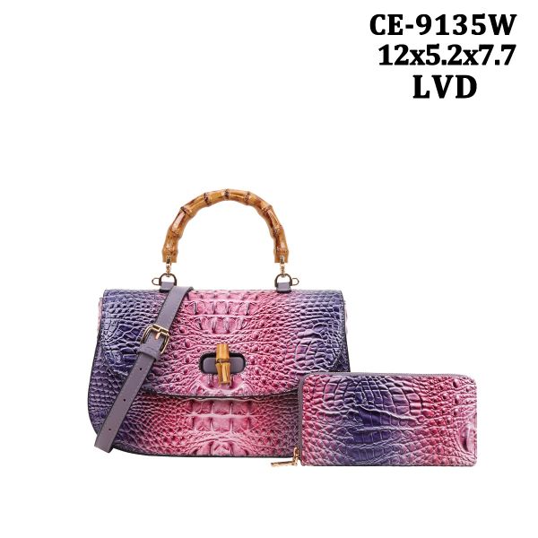 CE-9135W LVD CROCO DESIGNER BAG WITH WALLET