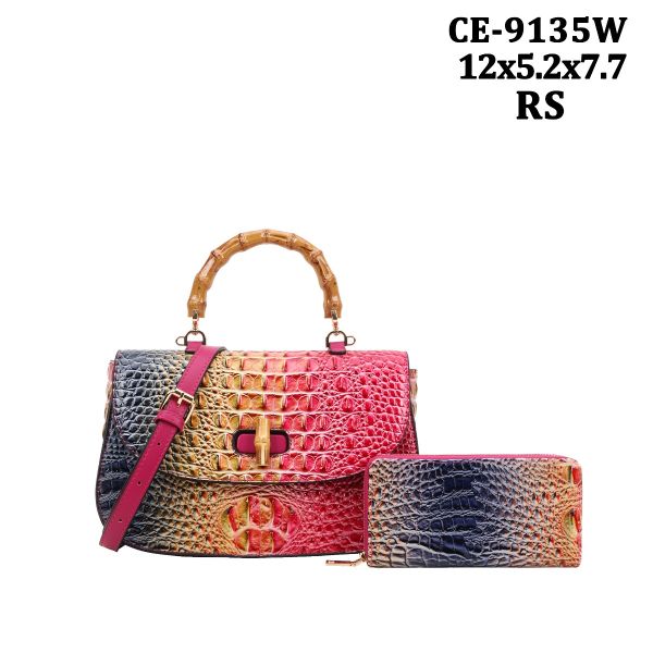 CE-9135W RS CROCO DESIGNER BAG WITH WALLET