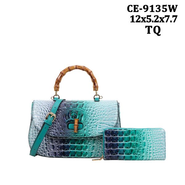 CE-9135W TQ CROCO DESIGNER BAG WITH WALLET