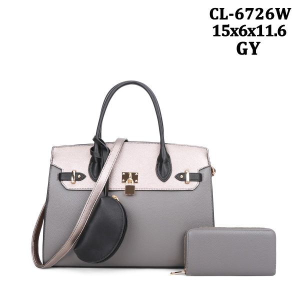 CL-6726W GY SACHEL 3PC SETS WITH WALLET