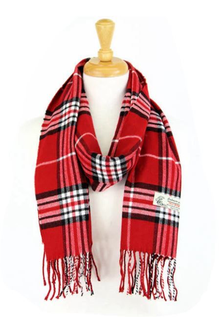 Plaid Cashmere Feel Scarf  RED CM07-1