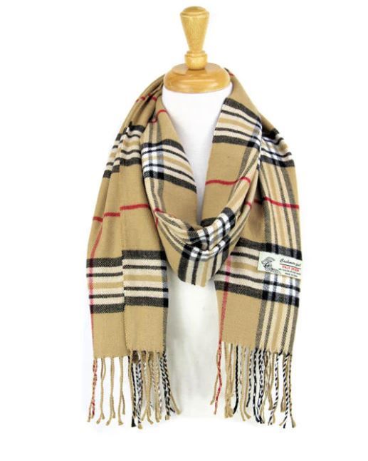 Plaid Cashmere Feel Scarf  Camel CM07-2