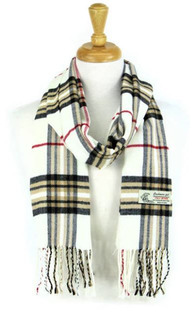 Plaid Cashmere Feel Scarf  OFF WT CM07-6