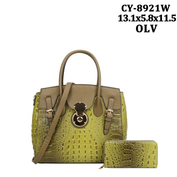 CY-8921W  OLV CROCO BAG WITH WALLAET