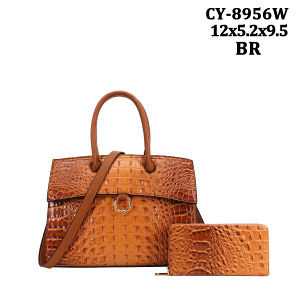 CY-8956W BR CROCO BAG WITH WALLET