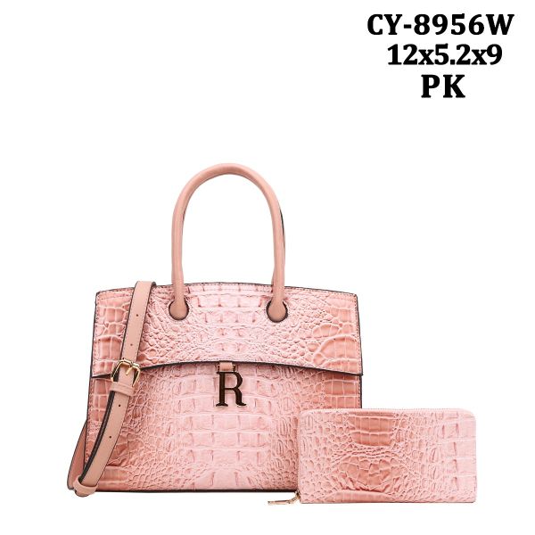 CY-8956W PK CROCO BAG WITH WALLET