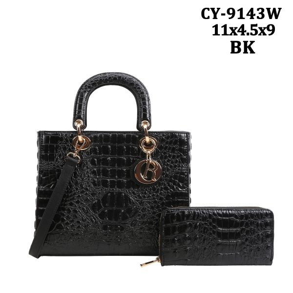 CY-9143W BK CROCO WITH BAG