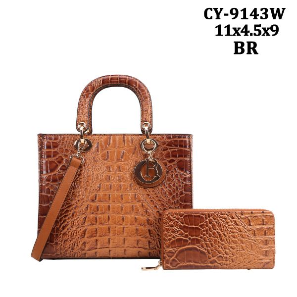 CY-9143W BR CROCO WITH BAG