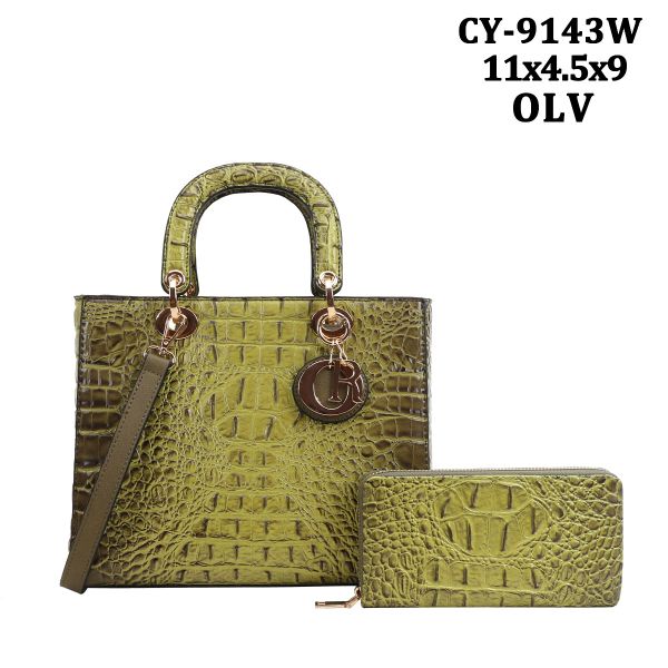 CY-9143W OLV CROCO WITH BAG