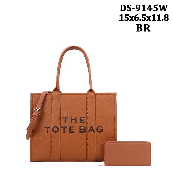 DS-9145W BR DESIGNER TOTE BAG WITH WALLET