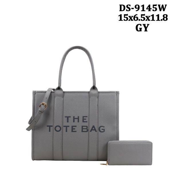 DS-9145W GY DESIGNER TOTE BAG WITH WALLET