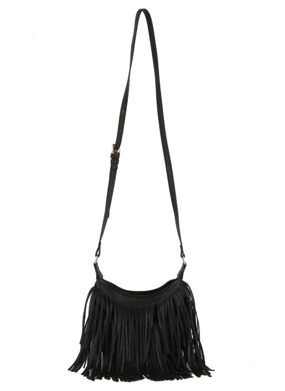 DX-0187 BK FRINGE CROSSBODY BAG