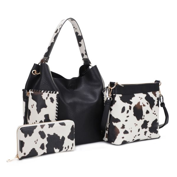 EJ95037U3 BK/COW  COWPRINT 3PC SETS