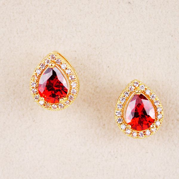 EZ-0115-2R CZ EARRING, RED