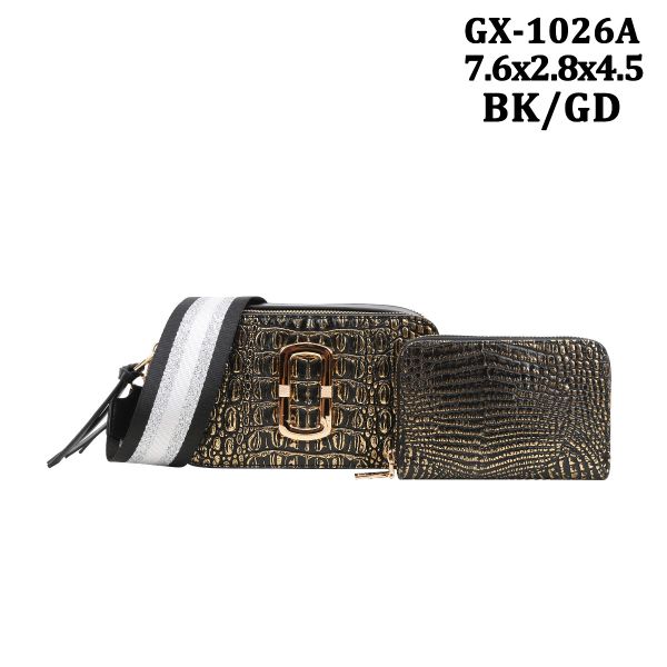 GX-1026A BK/GD DESIGNER CROSSBODY BAG WITH WALLET