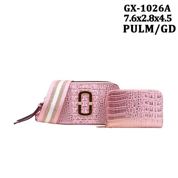 GX-1026A PLUM/GD DESIGNER CROSSBODY BAG WITH WALLET