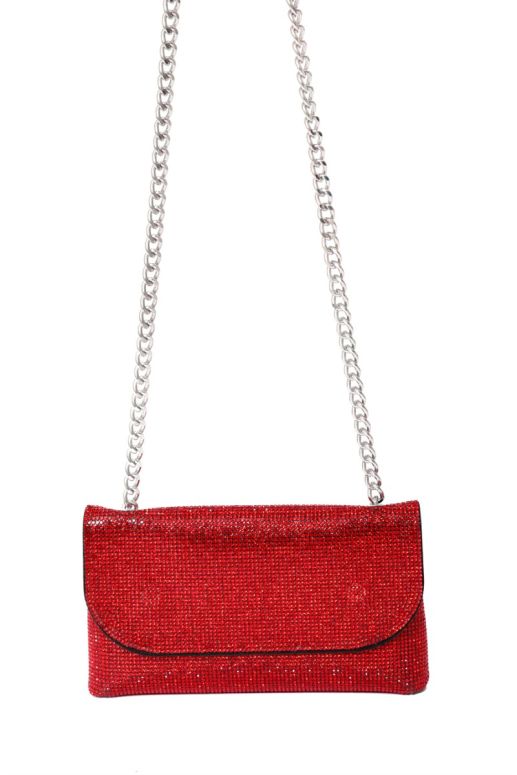 HBG103990 RD RHINESTONE BAG