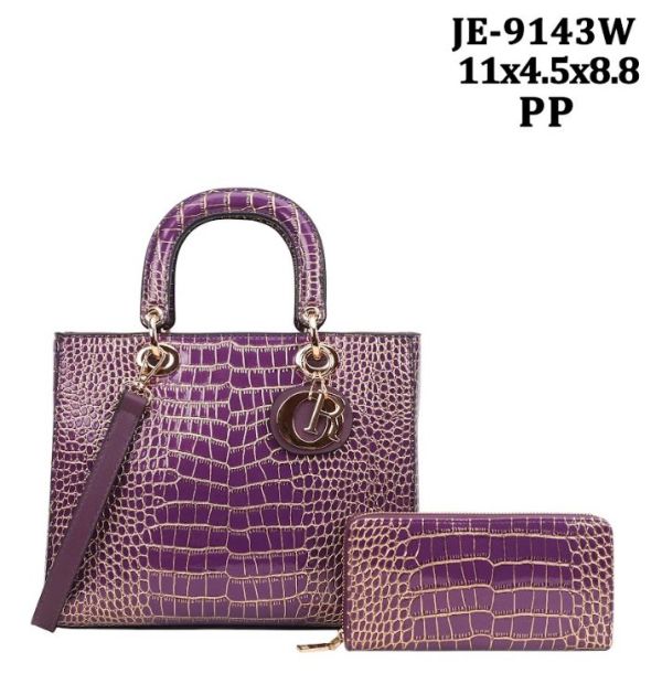 JE-9143W PP CROCO FASHION BAG WITH WALLET