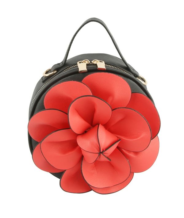 LHU472 RD CROSSBODY FLOWER BAG