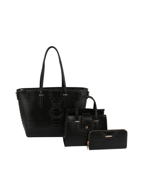 LMD001-Z BK CROCO EMBOSSED DESIGNER 3PC SET