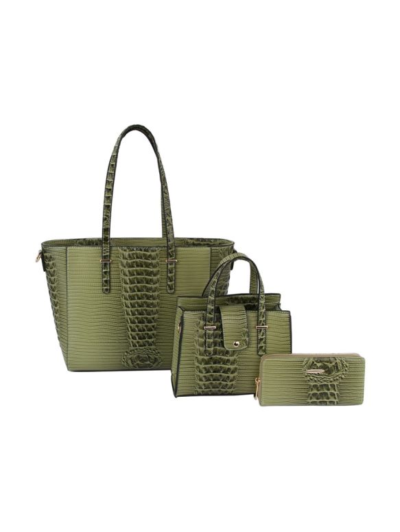 LMD001-Z OLV CROCO EMBOSSED DESIGNER 3PC SET