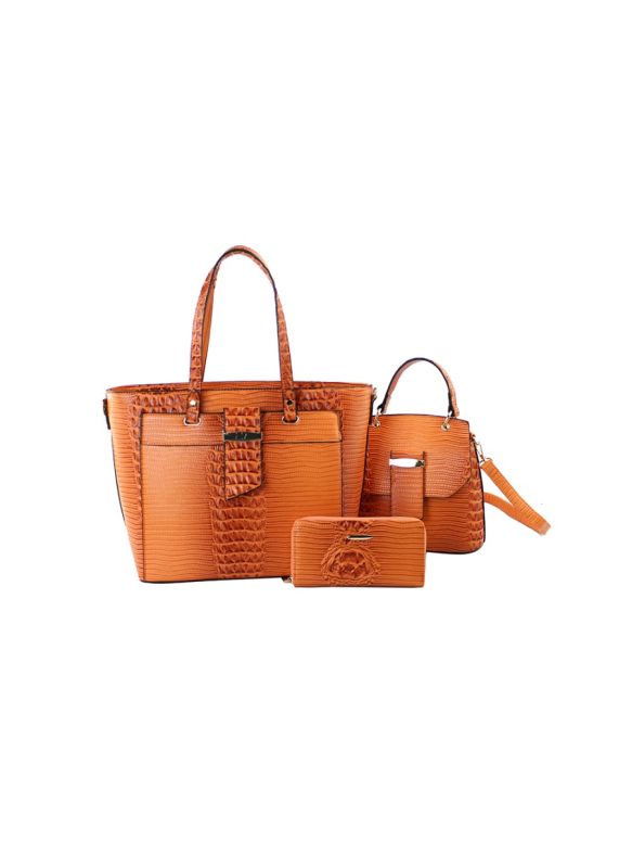 LMD003-Z OR CROCODILE LEATHER BAG, CROSSBODY AND PURSE SET 3PC SET