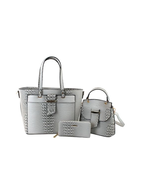 LMD003-Z ST CROCODILE LEATHER BAG, CROSSBODY AND PURSE SET 3PC SET