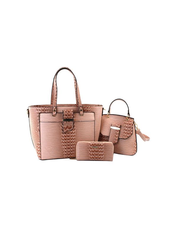 LMD003-Z BS CROCODILE LEATHER BAG, CROSSBODY AND PURSE SET 3PC SET