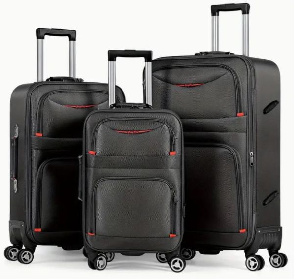 TZ2048IN  Set of 3 Expandable Softside Spinner Luggage 