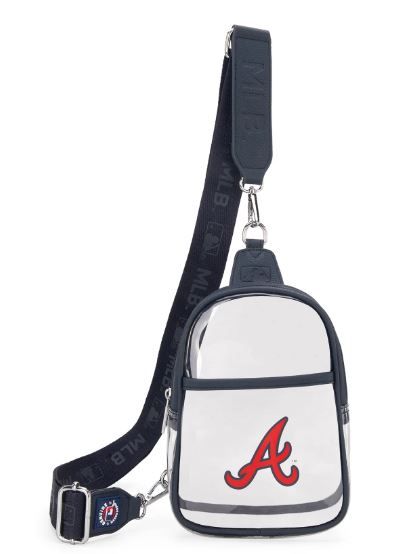 MLB-AB30-001 BL MLB Atlanta Braves Clear Mini Sling Stadium Bag