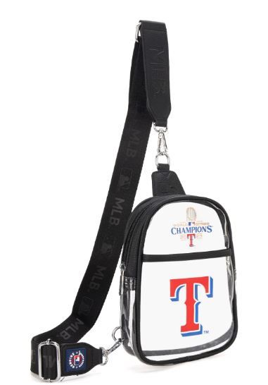 MLB-TB30-001 BK MLB Texas Rangers Clear Mini Sling Stadium Bag