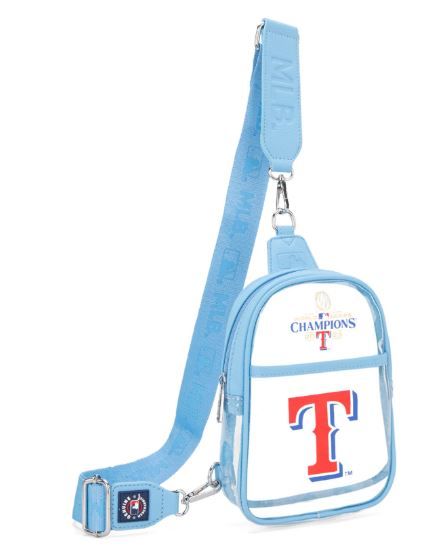 MLB-TB30-001 JN MLB Texas Rangers Clear Mini Sling Stadium Bag