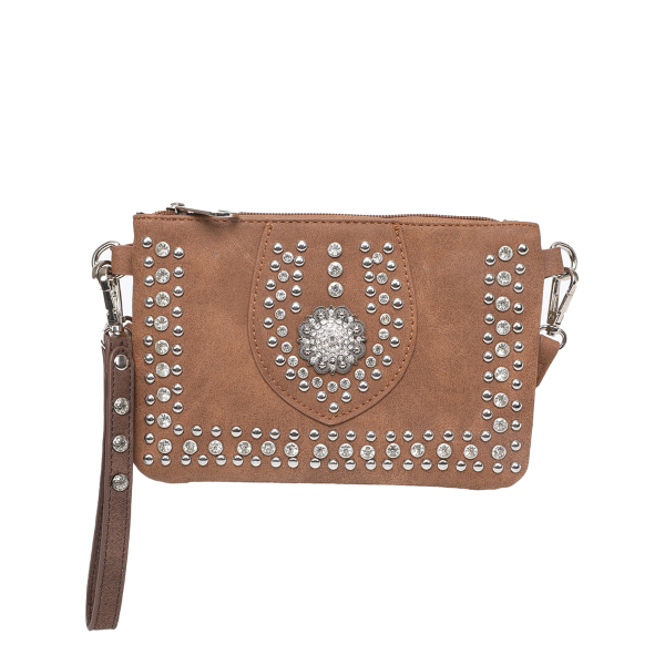 MW1056-181 BR  Montana West Concho Collection Clutch/Crossbody