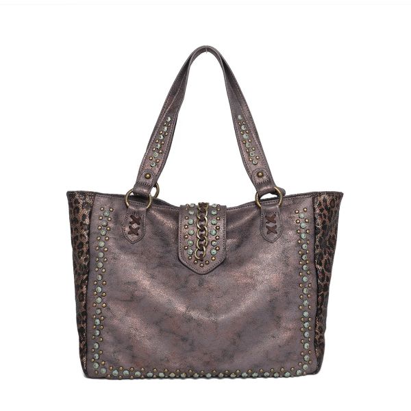 MW1058G-8317 CF Montana West Leopard Print Collection Concealed Carry Tote