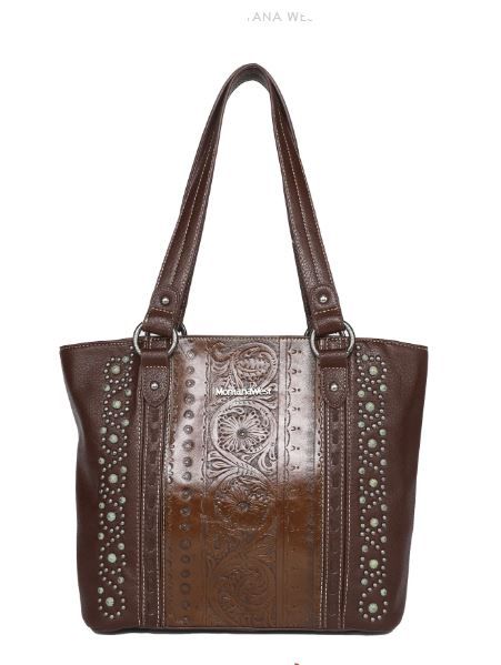 MW1067G-8317 CF Montana West Embossed Collection Concealed Carry Tote