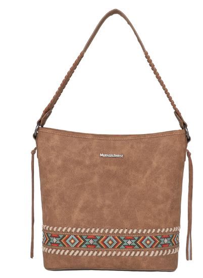 MW1074G-918 BR Montana West Embroidered Aztec Collection Concealed Carry Hobo