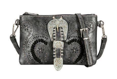 MW1075-181 BK Montana West Buckle Collection Clutch/Crossbody