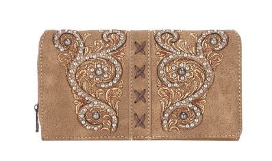 MW1076-W010 BR  Montana West Floral Embroidered Collection Wallet