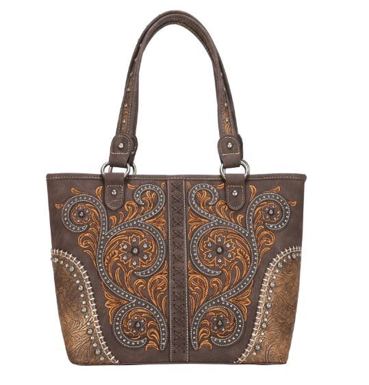 MW1076G-8317 CF Montana West Floral Embroidered Collection Concealed Carry Tote